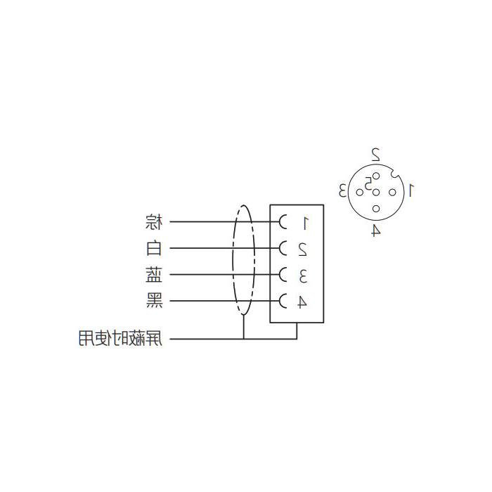 M12 4-pin, straight female, flange socket, plate front mounting, suitable for field welding installation, 64SA01H